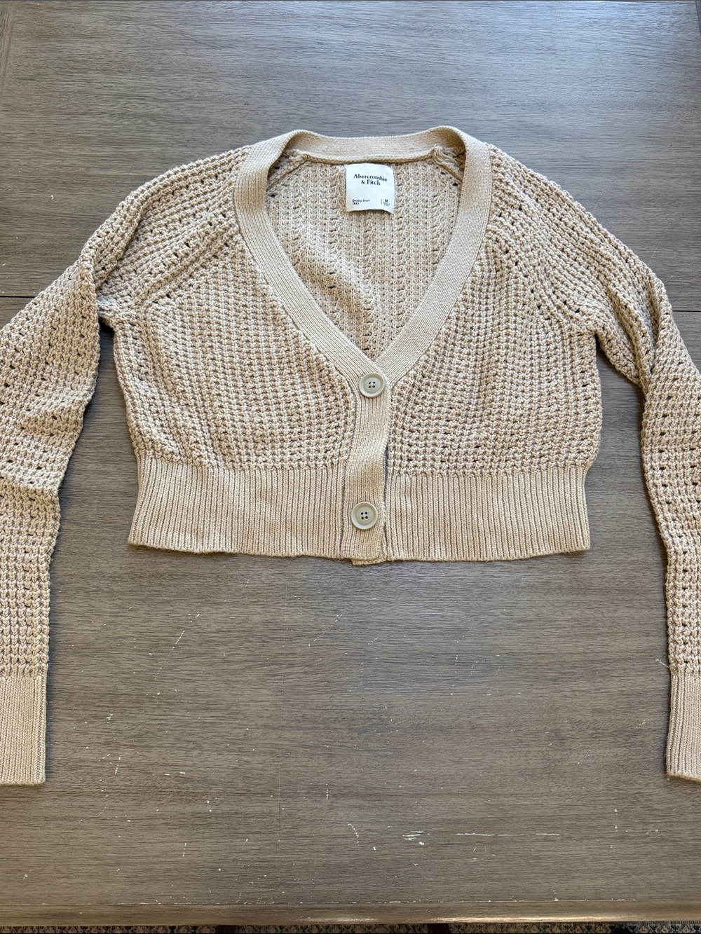 Abercrombie & Fitch Beige Cropped V-Neck Cardigan